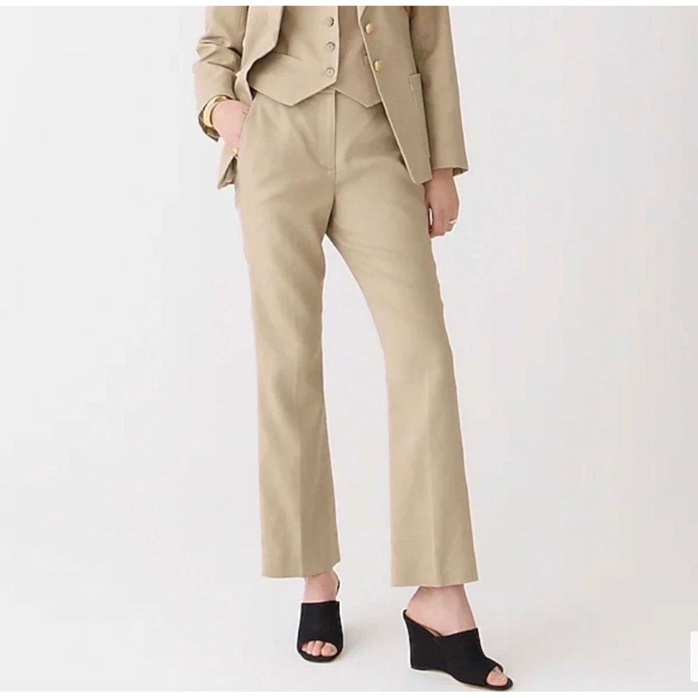 J.Crew Flare Pant Womens 00 Beige Linen Blend Slim Fit BR152 Quiet Luxury NWT